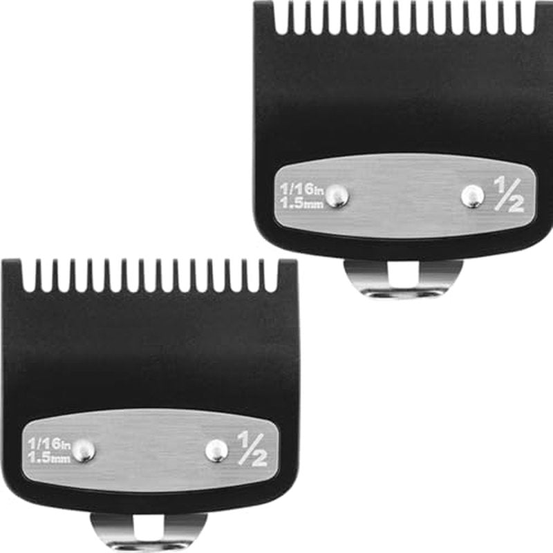 2 Pack Replacement for Wahl Clipper Guards Set Compatible with wahl 1/2 clipper guards,Metal Guide Comb Attachment 1/16" (1.5 mm), for Barbers and Stylists,Black