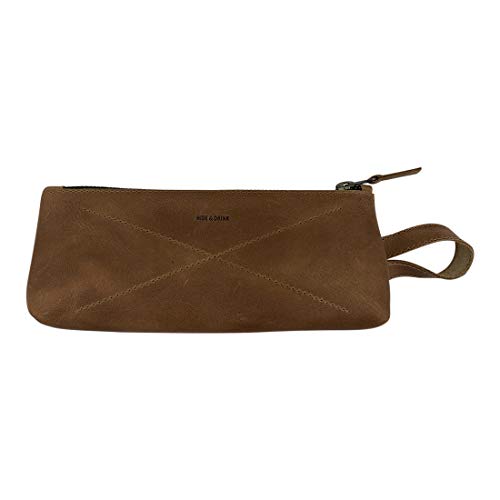 Hide & Drink, Carry-On Toiletry Bag, Pen and Pencil Case, Cable Organizer, Storage for Utensils, Travel Essentials, Full Grain Leather, Handmade, Single Malt Mahogany