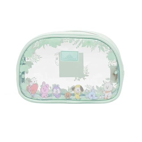Impressions Vanity BT21 3-PC. Makeup Bag Set with Large, Medium, and Small Pouches, Makeup Organization with Inner Slip Pocket, Clear PVC Material, Travel Cosmetic Bag for Women's Daily Essentials