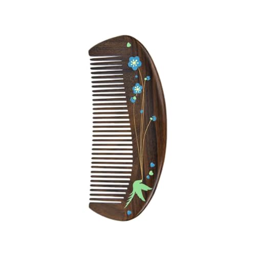 Handmade Wooden Hair Comb for Women - Wide Tooth Anti-Static Detangling Comb with Lacquer Art