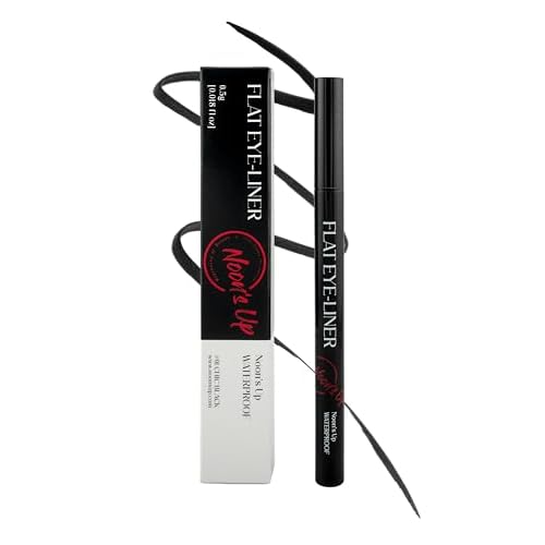NOON'S UP Flat Eye-Liner - Waterproof Liquid Eyeliner Pen | Ultra-Slim & Bold Black Eyeliner | Quick-Dry & Waterproof Liquid Liner | Long Wear & No Smudge | Look-Defining Black Pen (0.017 Fl. Oz.)