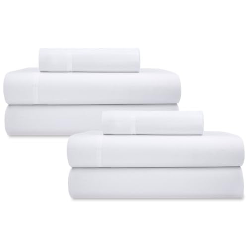 Twin Organic Cotton Bed Sheets Set - Bright White, 2 Pack - California Design Den