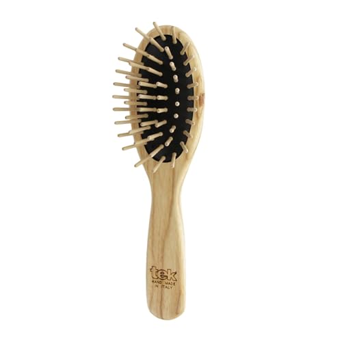 TEK Small Oval Wooden Hair Brush with Short Pins - Natural Ash, Detangling & Styling