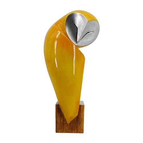 15 Inch Owl Statue Resin Bookshelf Decor Figurine Mustard Yellow