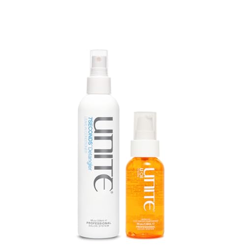 UNITE Hair 7SECONDS Detangler & U Oil Bundle – Hydrating Leave-In Conditioner & Argan Oil for Shine & Frizz Control
