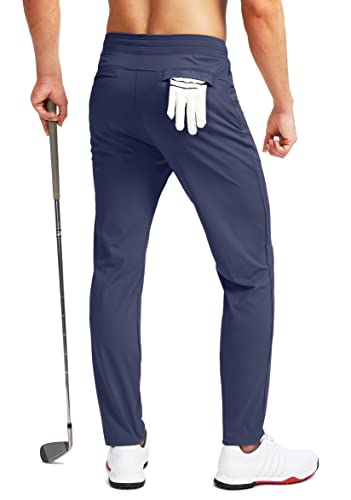 Men's Golf Pants - Stretch Sweatpants with Zipper Pockets, Medium Navy