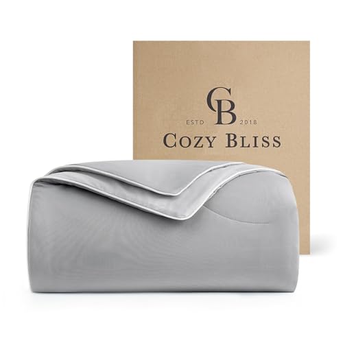 Queen Size Reversible Cooling Comforter - Silky Soft, Breathable Summer Bed Blanket, Cool Grey 90x90 with Variation: Full/Queen