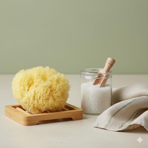 Sea Sponge for Bathing 5 inch-Softly Rough but Not Skin Irritating ? Yellow, Natural Bath Sponge-Renewable Resource ? Natural Sponge for Body and Shower-Lathers & Washes Really Well