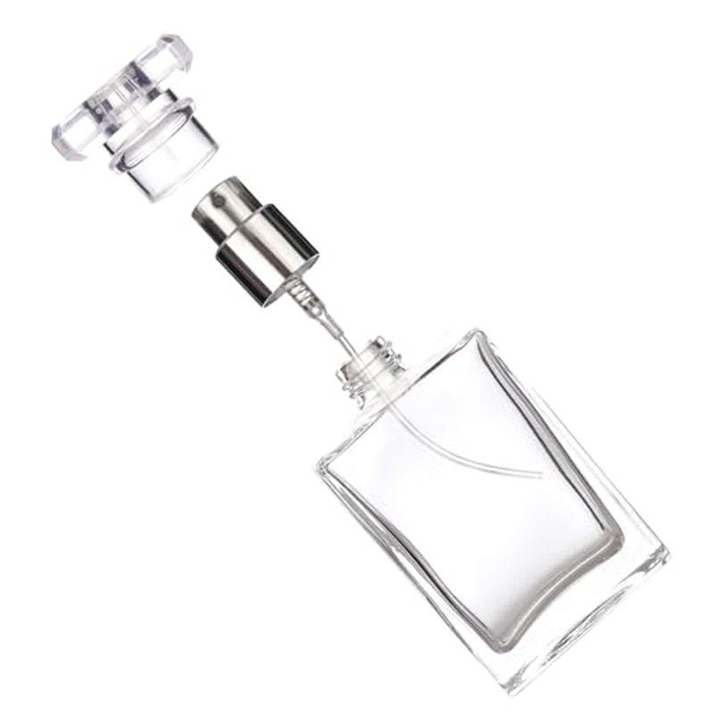 Empty Glass Perfume Bottle, Mini Portable Square 30ml Transparent Refillable Liquid Perfume Bottle for Eau De Toilette, Glass Perfume Bottles for Women- 8 Pack (Clear)