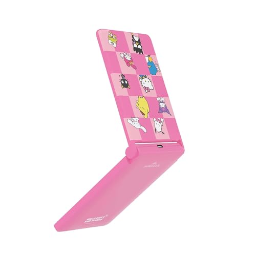 Impressions Vanity Hello Kitty and Friends Core Touchup 2.0 LED Compact Mirror for Purse, Trifold Lighted Travel Makeup Mirror with 2X Magnification, Adjustable Brightness, and Touch Control (Pink)