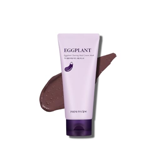 Papa Recipe Eggplant Clearing Mud Cream Mask ? Bentonite & Kaolin Clay Face Mask, Deep Pore Purifying, Balancing & Hydrating Skin, Gentle Exfoliating Korean Mud Mask for Sensitive & Acne-Prone Skin