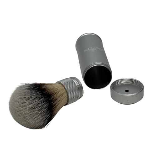 6-Inch Travel Shaving Brush with Collapsible Canister - Silver Men’s Grooming