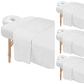 4 Sets Premium Microfiber Massage Table Sheets Set 3 Piece Set Includes Massage Table Cover Fitted Sheet and Fitted Face Rest Cover, White
