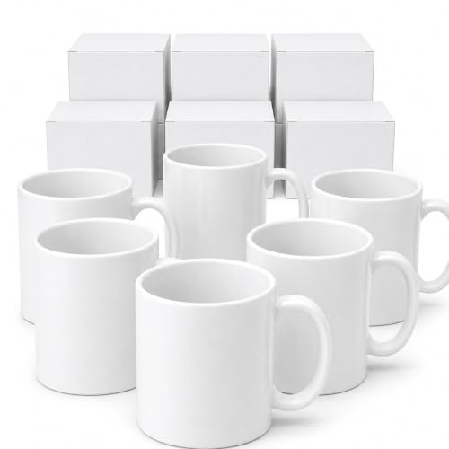 11oz Sublimation Coffee Mugs - 36 Pack White Blank Ceramic Cups with Individual Boxes
