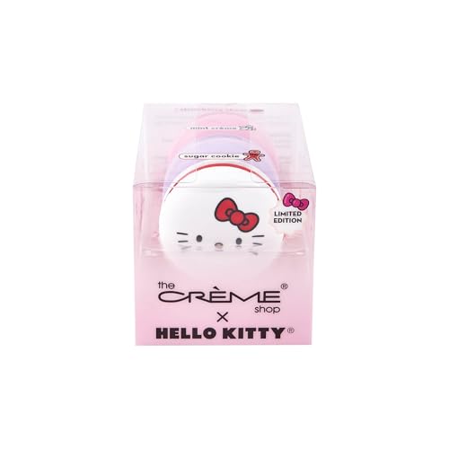 The Cr?me Shop x Hello Kitty Holiday Kisses Lip Balm Trio - Moisturizing Lip Balm for Dry Lips, Vitamin E and Shea Butter, Stocking Stuffers (Strawberry Cheer, Mint Cr?me & Sugar Cookie)