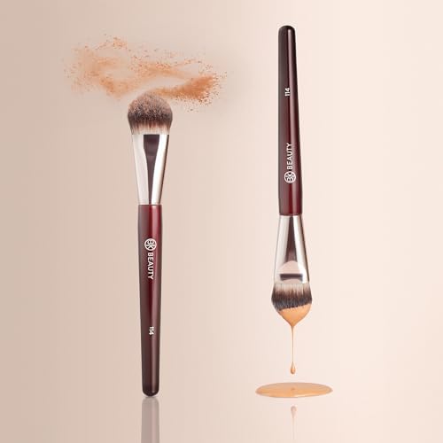 BK BEAUTY 114 DUAL-SIDED CONCEALER BRUSH ? Precision Concealer & Powder Makeup Brush for Under-Eyes, Blemishes, and Touch-Ups, Soft Vegan Bristles