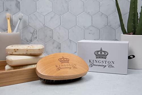 Kingston Boar Bristle 360 Wave Brush for Hair & Beard – Beechwood Handle