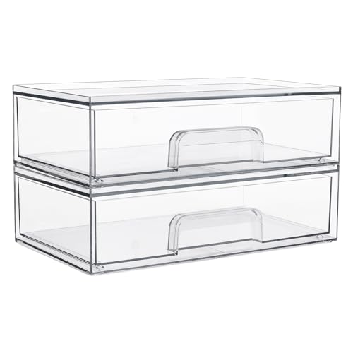 Vtopmart 2pack12''W and 4pack 7.6" H Clear Stackable Storage Drawers