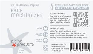 Plaine Products Original Refillable Face Wash & Moisturizer Set (2.5 oz each) for Sensitive Skin