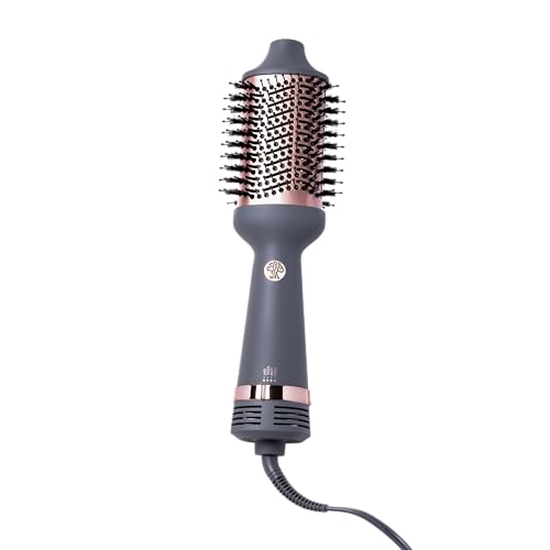 Hairitage Volumizing Blow Dry Brush & Hair Dryer - Ceramic Tourmaline, 2 Heat Settings, Frizz-Free Styling