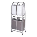 2-Tier Vertical Rolling Laundry Cart with 4 Removable Hampers & Odor Control