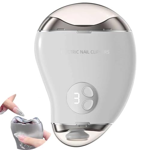 Electric Nail Clipper for Seniors - Rechargeable 2-in-1 Trimmer & File, White