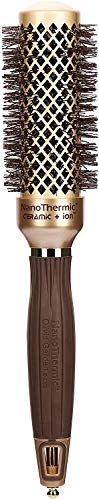 Professional Thermal Hair Brush 1 1/4 Inch - Gold/Chocolate - Olivia Garden NanoThermic