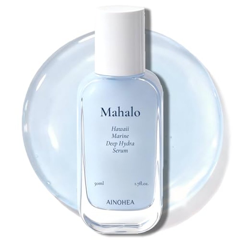 Mahalo Hawaii Marine Deep Hydra Serum ? Ultra Soothing, Cooling & Instant Hydration with 8-Type Hyaluronic Acid & Spirulina Extract, Lightweight Heat-Relief Serum, Korean Skin Care, 50ml