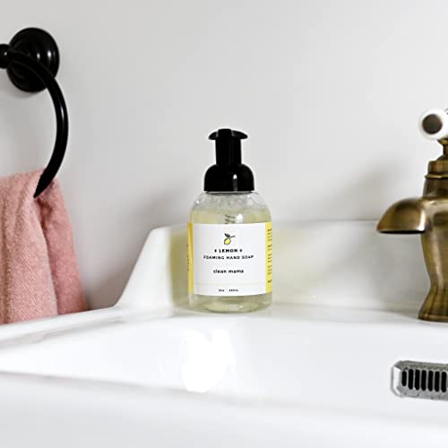 CLEAN MAMA Plant-Derived Foaming Hand Soap - Aromatic and Nourishing Hand Wash, Natural Essential Oils Infused - USDA Certified Biobased - 12 Ounce, Lemon, 3 Pack