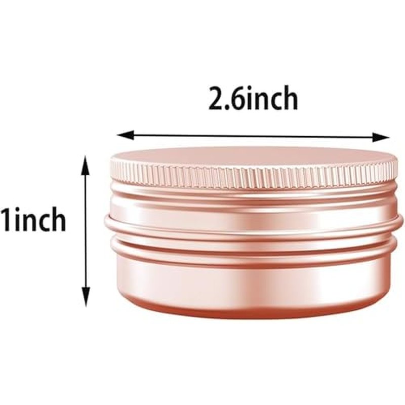 2 Ounce Aluminum Tin Jar with Screw Cap 60mL Tin Cans Refillable Containers for Cosmetic, Lip Balm, Cream, Lotion, Balms, Spices, Salve, Rose Gold 80 Pcs