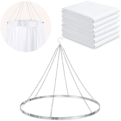 Breling 24in / 60W x 240L White Ceiling Drapes, Pack of 6 for Weddings & Events