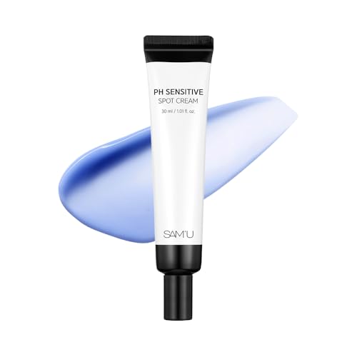 SAM¡¯U PH Sensitive Spot Cream ? Redness Reducing Blue Cream with Guaiazulene, Ceramides & Peptides for Redness Relief and Post-Blemish Recovery ? Korean Face Moisturizer 30ml / 1.01 fl.oz