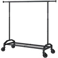 Wiracks Heavy Duty Black Clothes Rack with Extendable Rod & Wheels, 350lbs Capacity