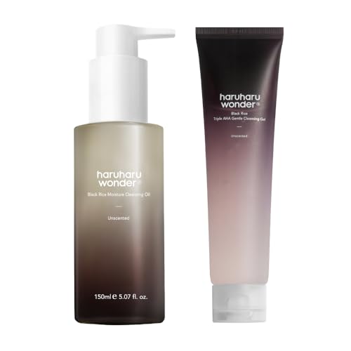 Black Rice & AHA Cleansing Oil & Gel Duo Set for Double Cleansing & Exfoliation