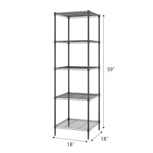 59-Inch Heavy Duty Wire Shelving Unit - Black 5-Tier Storage Rack, NSF Certified