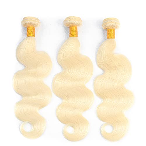 HeumHrn #613 Blonde Body Wave Hair Bundles 26-30 Inch Brazilian Virgin Human Hair Extensions 3 Pack