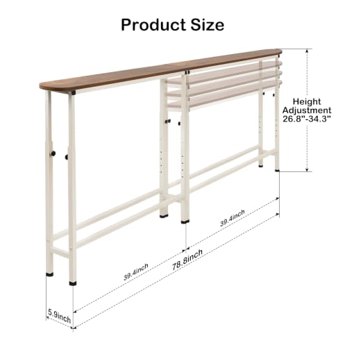 78.8 Inch Adjustable Narrow Console Table for Behind Couch, Entryway & More