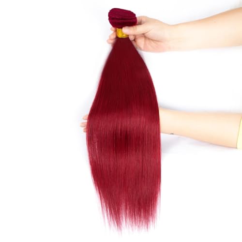 Aikebi Red 22 Inch Straight Human Hair Bundles - Single Bundle, 11A Virgin Brazilian Weave for Black Women - Variation #RED S / 22