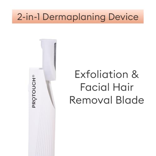 PROTOUCH Electric Dermaplaning Device | Beauty Tool | 2 in 1 Eyebrow & Face Hair Remover with Gentle Exfoliation | Quick, Painless, Smoother & Glowing Skin | 3 Attachment | Easy & Safe to Use