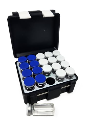 Black/White 20x 10ml Vial Storage Cases, Freezer Safe Hard Shell Organizer