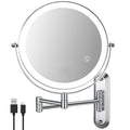 Chrome-Light 30X Wall Mounted Makeup Mirror Double Sided with Adjustable Lighting