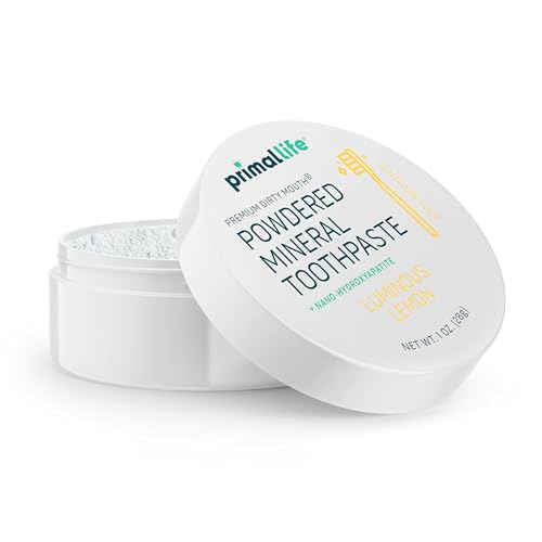 Natural Toothpowder for Oral Care - Lemon Flavored Vegan & Organic Tooth Cleaning Powder with Bentonite & Kaolin Clay - Supports Fresh Breath &