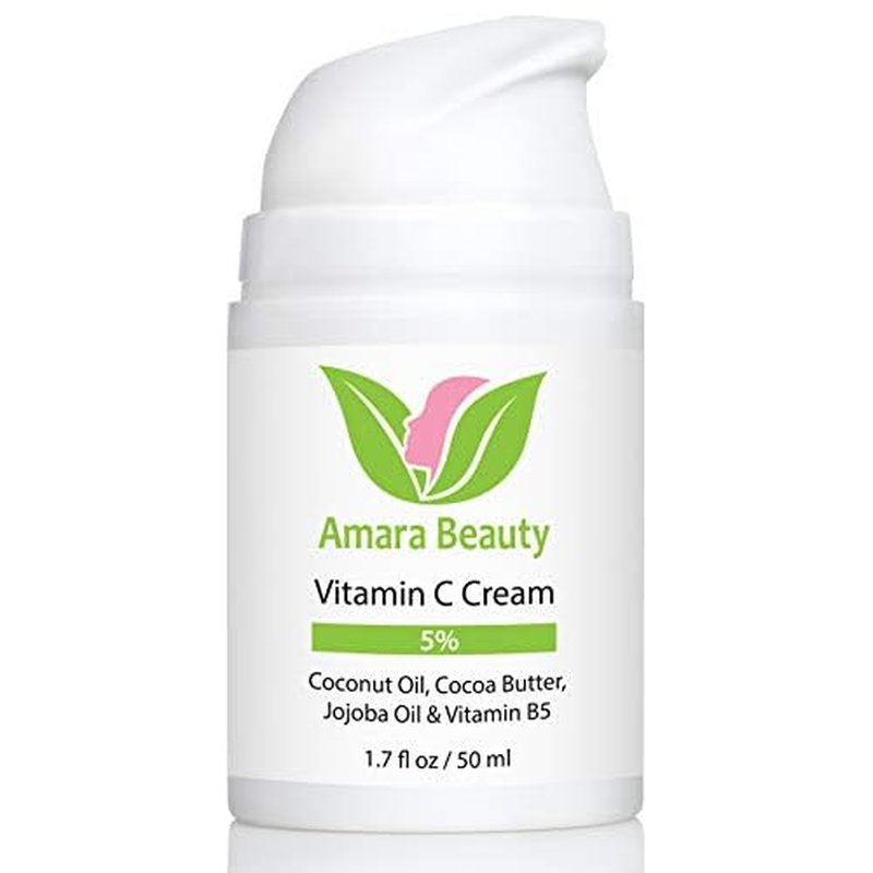 Amara Beauty Vitamin C Cream for Face with Coconut Oil, Cocoa Butter & Jojoba Oil, 1.7 fl. oz.
