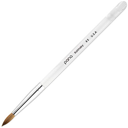 Nail Art Brush - Size 8 Kolinsky Hair Round Clear Acrylic Handle