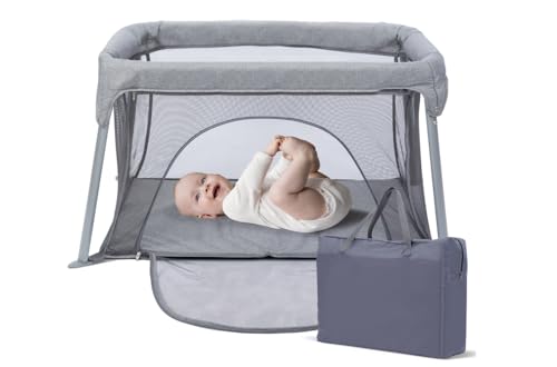 Lightweight Travel Baby Crib - Portable Playard with Mesh Sides & Foldable Design
