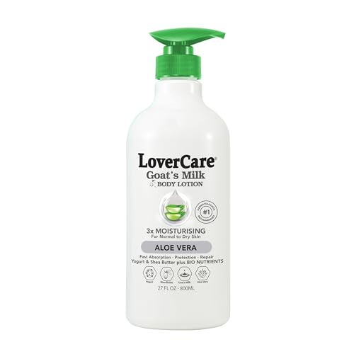 Lovercare Goat Milk Body Lotion for Dry Skin Aloe Vera 27.05oz (800ml) - Combo Body Lotion & Body Wash¡¦