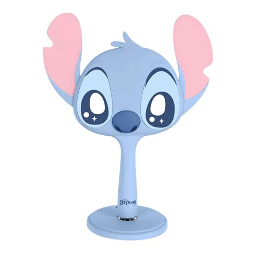 Impressions Vanity Stitch Ohana LED Handheld Makeup Mirror for Desk, Lighted Travel Makeup Mirror with Detachable Standing Base, Ultra Bright Adjustable Lighting, and Ohana Figural Shaped Design
