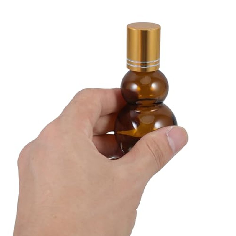 Beaupretty Roll on Essential Oil Bottles 5 Pack Amber Glass Refillable Cosmetic Roller Bottles 1.65 Inch for Travel Daily Use and Party