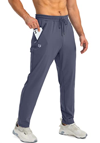 G Gradual Men's Sweatpants with 3 Zipper Pockets – Large Dusty Blue Joggers