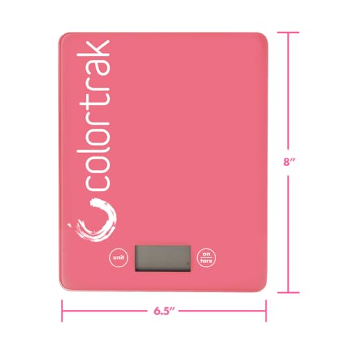 Colortrak Digital Scale, Tempered Glass Scale for Measuring Fits Most Color Trays and Stations, Measures Quantities in lb, oz, ml, g, kg, Sleek 8" x 6.5" Design